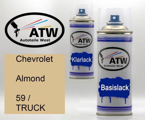 Chevrolet, Almond, 59 / TRUCK: 400ml Sprühdose + 400ml Klarlack - Set, von ATW Autoteile West.